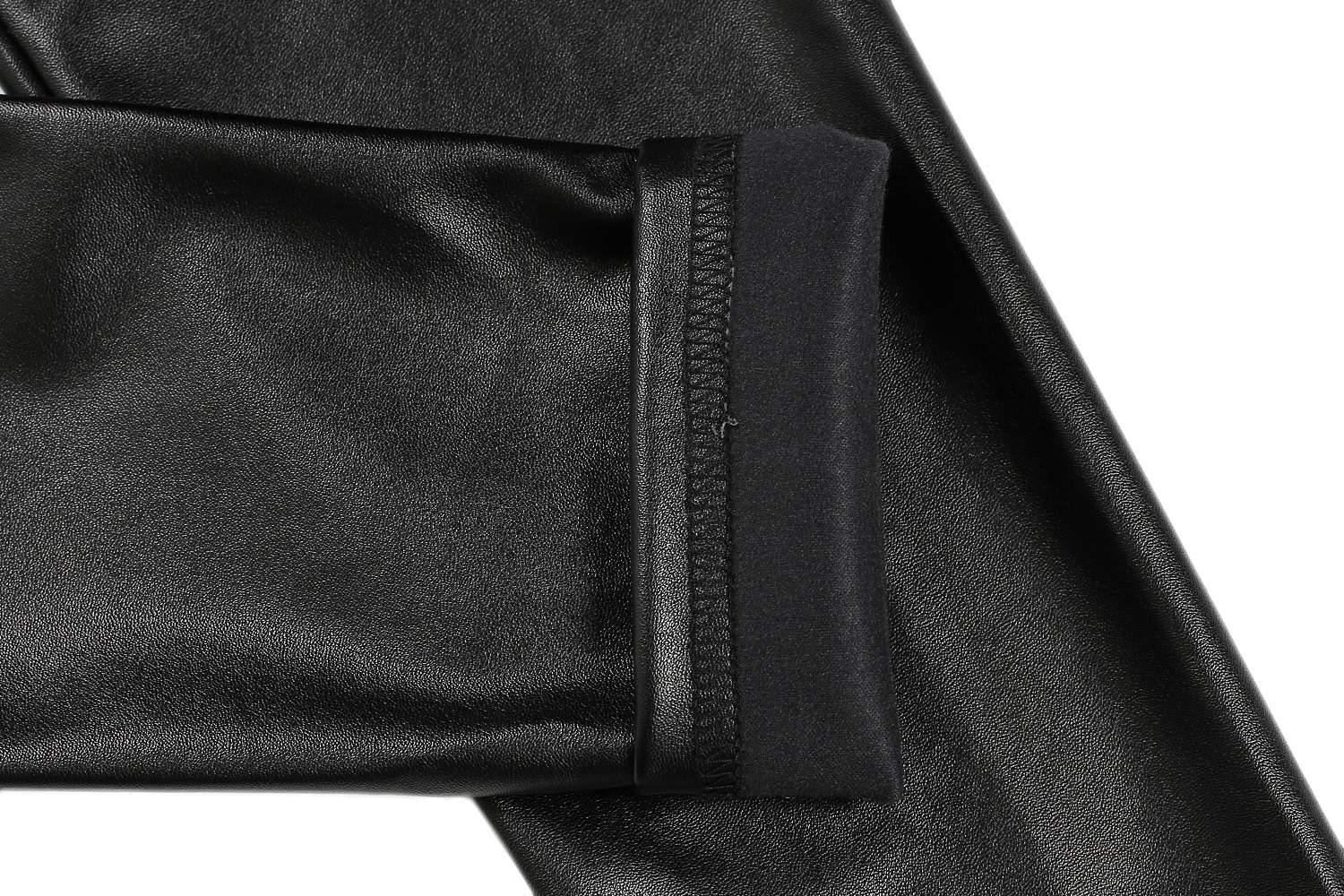 ELOVER Women Faux Leather High Waist Leggings Skinny Pencil Pants Thick Black
