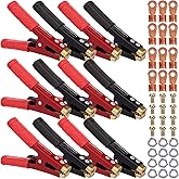 Kingdder 12 Pcs Battery Jumper Cable Clips Heavy Duty Car Battery Charger Clamps Pure Copper 500-1000a with Insulating Sheath Jumper Cable Ends for Cables All Kinds of Cars and Boats