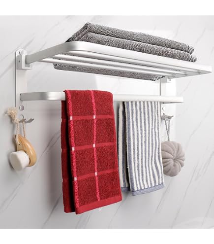 Xstydes Towel Rack With Wood Shelf | Wall-Mounted Organizer For Bathroom, RV, Or Camping | Space-Saver In Gold Finish - View #11
