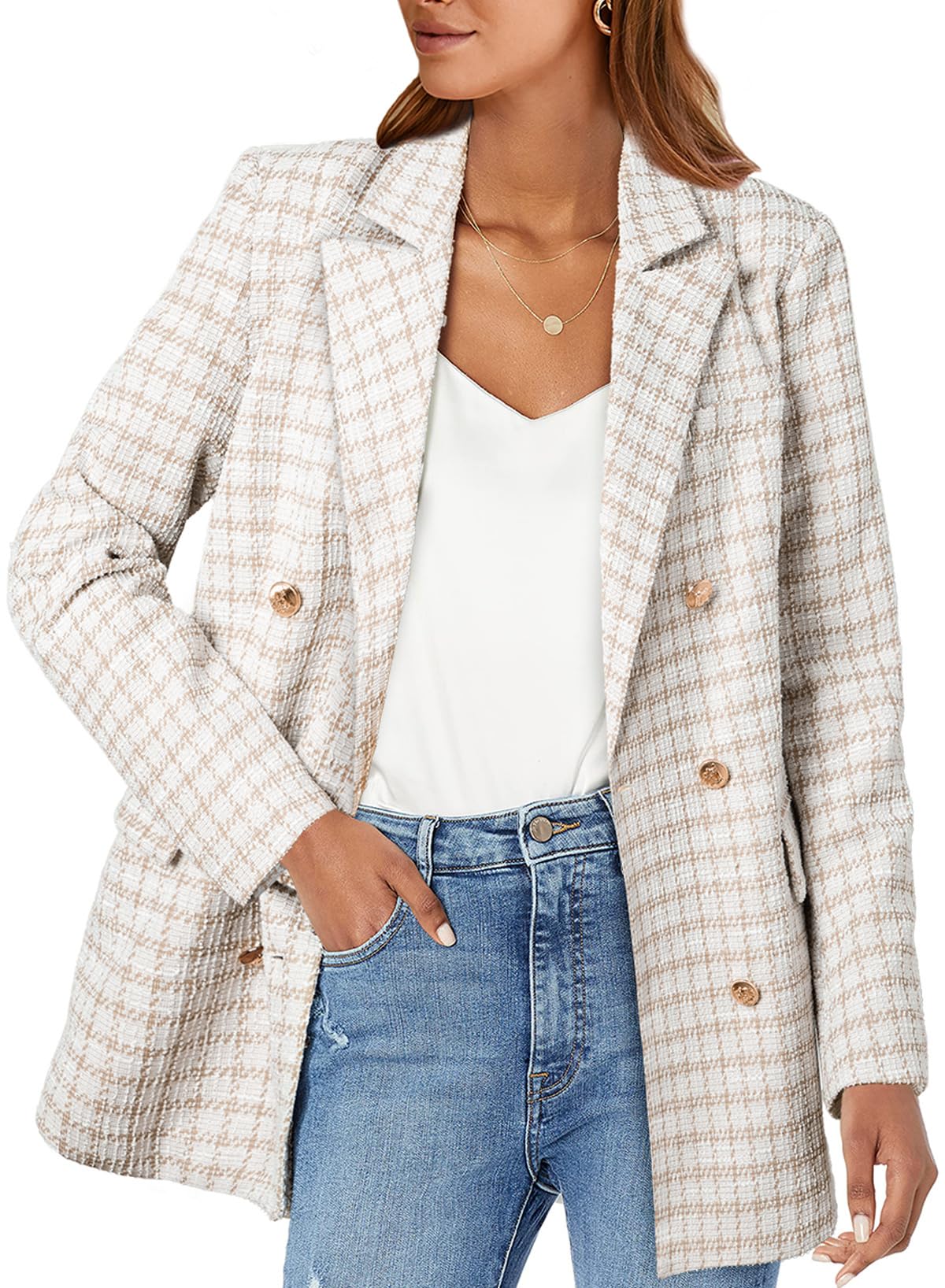 Double Breasted Lapel Collar Jacket Blazer