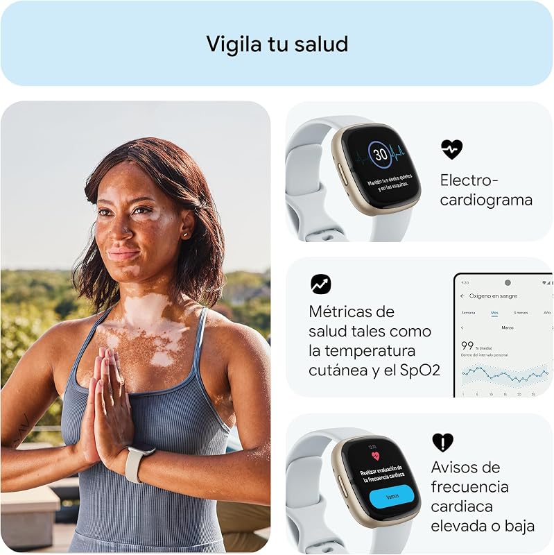 Sense 2,Blue Mist/Soft Gold Smartwatch, Unisex-Adult, One Size