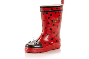 Kidorable Red Ladybug Natural Rubber Rain Boots With A Pull On Heel Tab