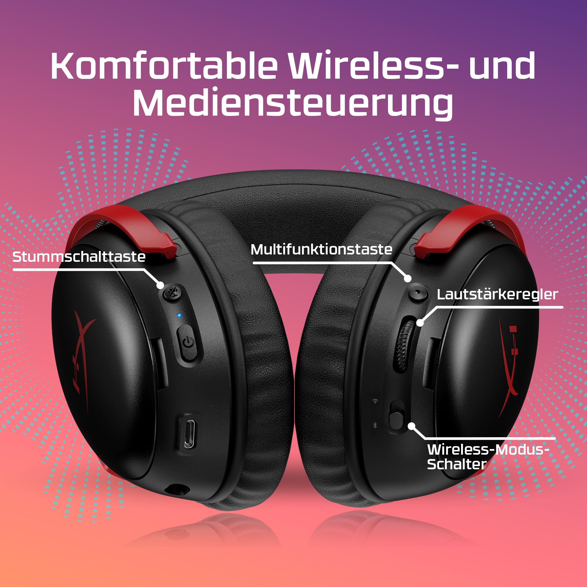 HyperX Cloud III S – Kabelloses Gaming-Headset, Multiplattform, 2,4 GHz, Bluetooth, Akkulaufzeit bis zu 120 Stunden, 2,4 GHz, 53-mm-Neigungstreiber, 10-mm-abnehmbares Mikrofon – Schwarz 9