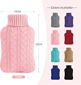 Samply Hot Water Bottle with Knitted Cover 2L Pink Deluxe Warm Compress view 3