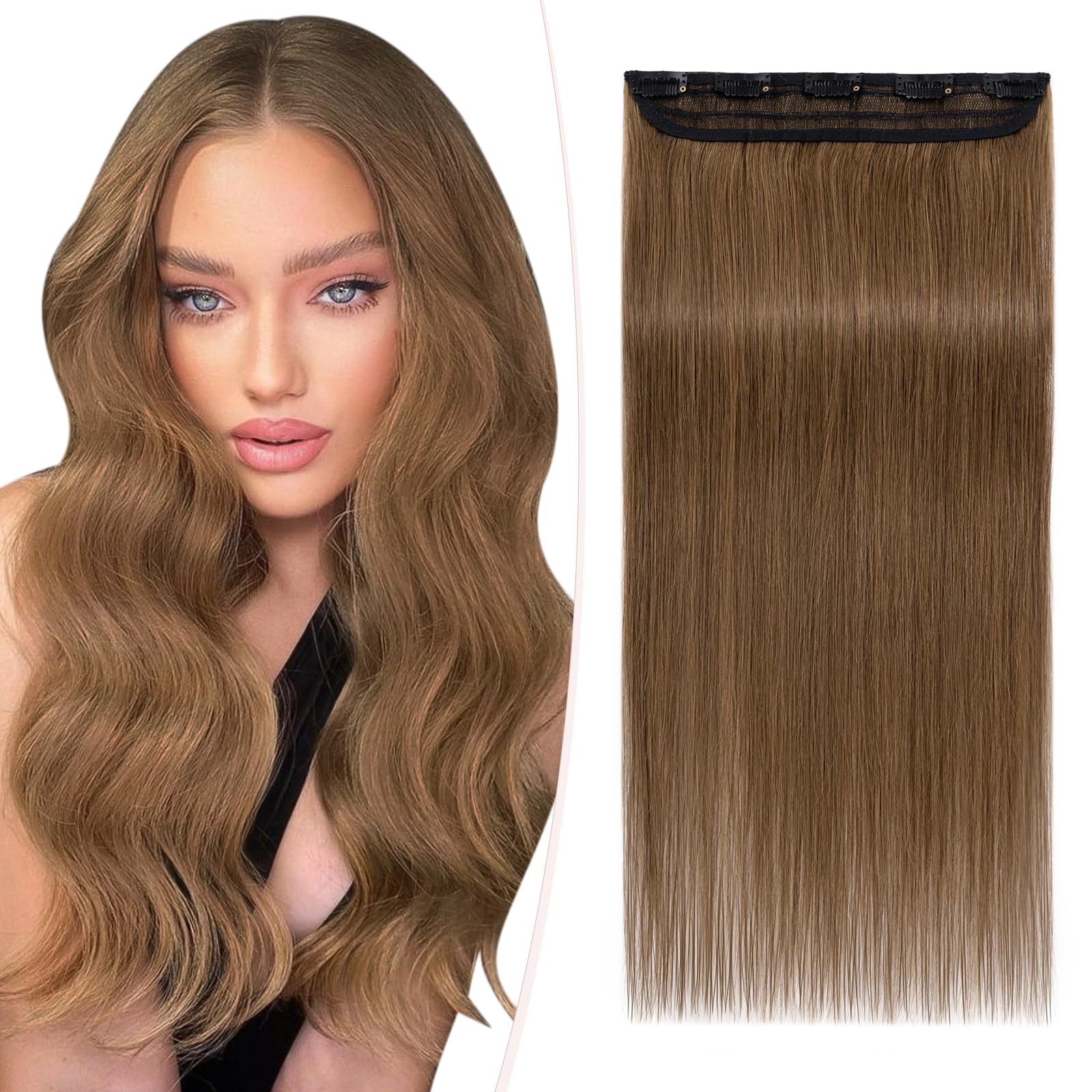 SEGOHAIR Clip in Hair Extensions Real Human Hair, 14" Hair Extensions Clip in One Piece 5 Clips Remy Seamless (40g) Chestnut Brown — image 1