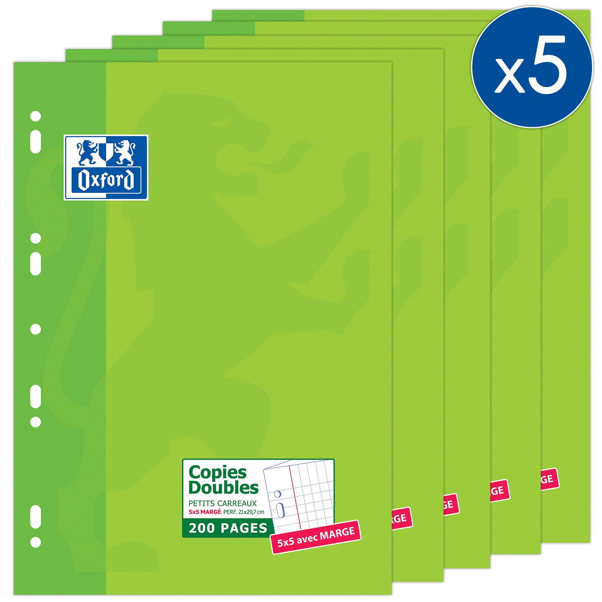 Oxford 5 x A4 Double Copy Wallets Small Squares 5 x 5 Ref 100105678