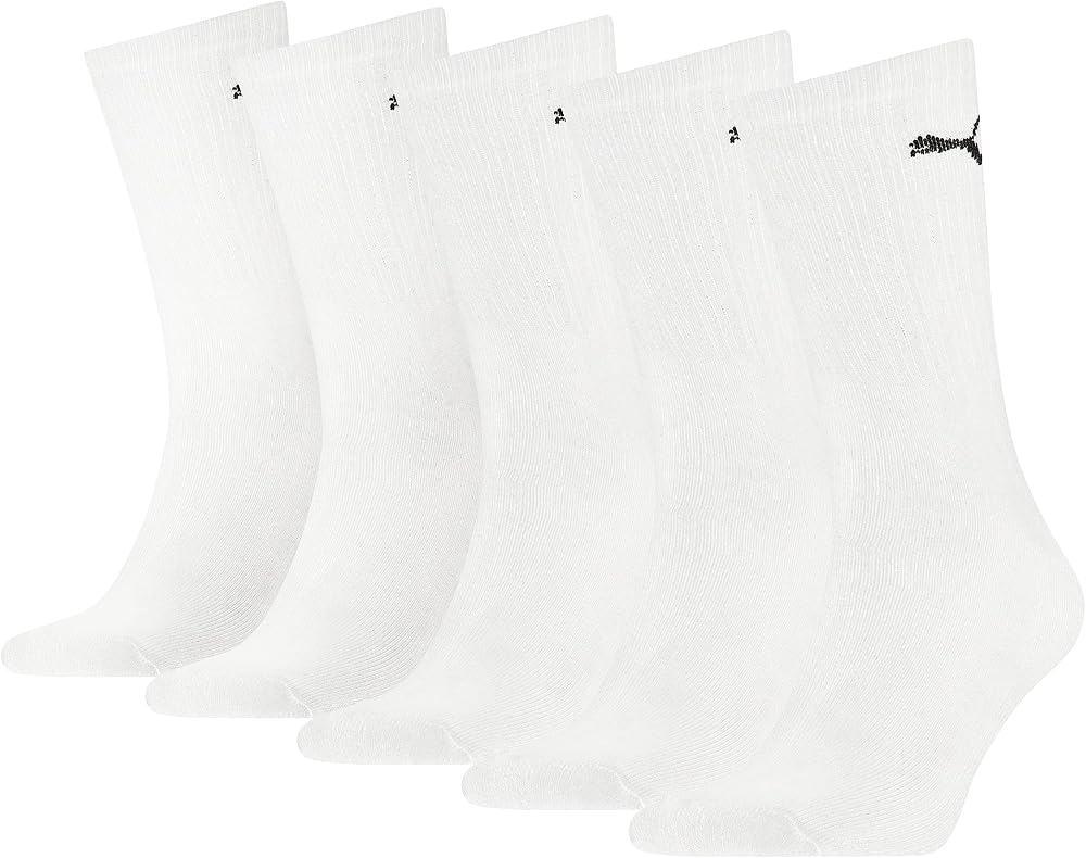 PUMA Unisex Crew Socks White 9-11 UK Multipack Five Pairs
