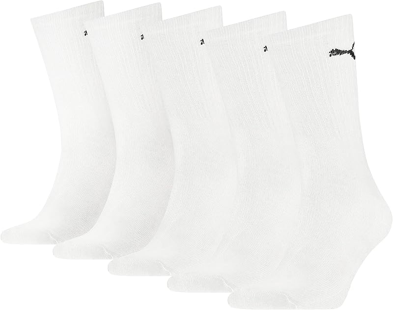 PUMA Unisex Crew Socks White 9-11 UK Multipack Five Pairs