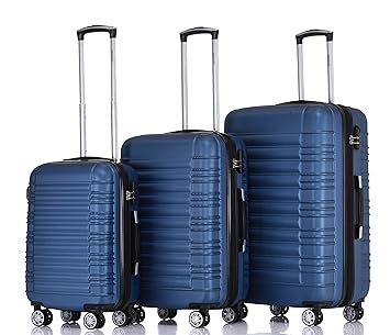 BEIBYE 2088 Zwillingsrollen Reisekoffer Koffer Trolleys Hartschale M-L-XL-Set in 13 Farben (Blau, Set)