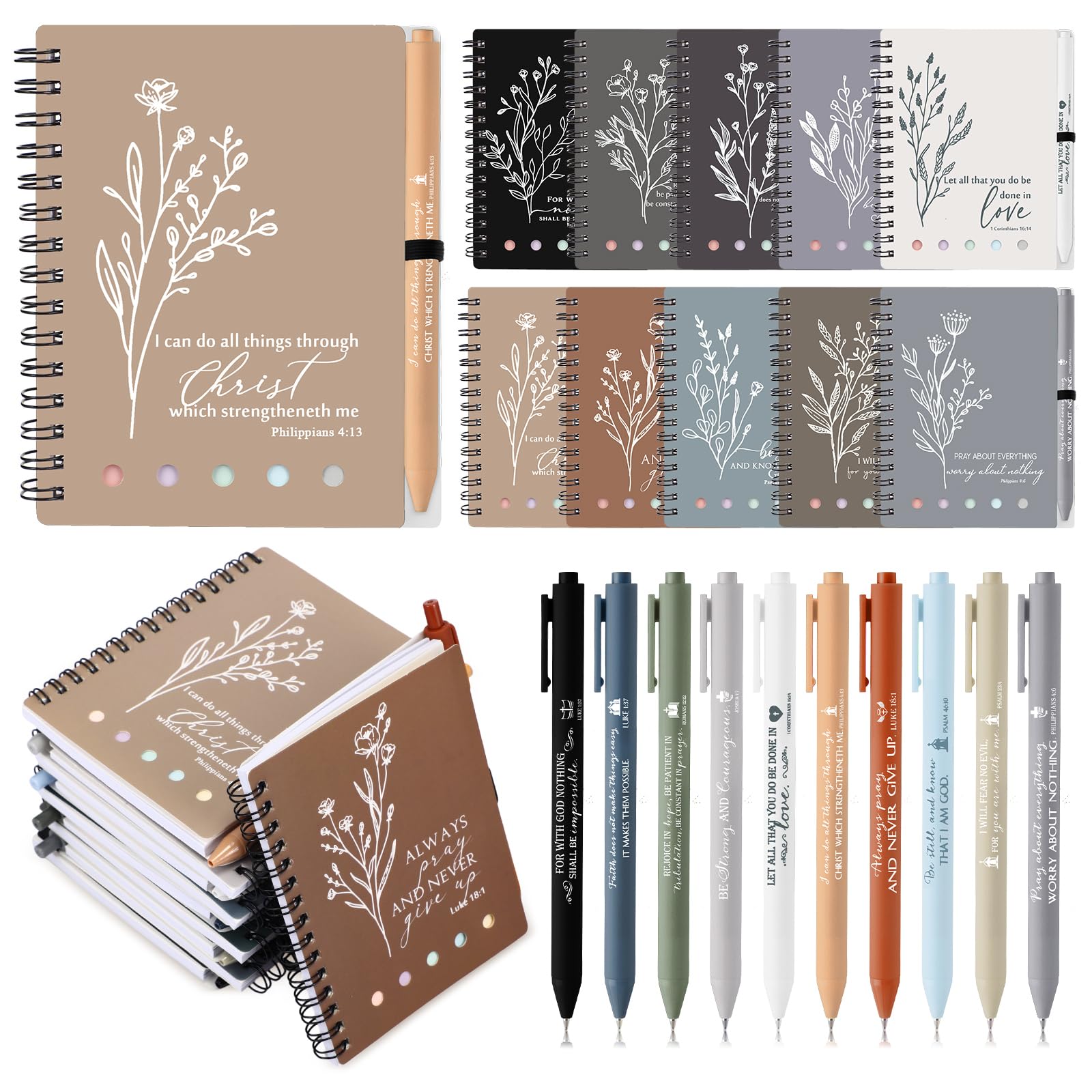 Photo 1 of 20 Pcs Christmas Christian Gifts Bulk Bible Study Notebook with Sticky Notes Christian Pen Aesthetic Religious Journal Church Prayer Notepad for Clergy Pastor Sunday School Employee (Boho Color)