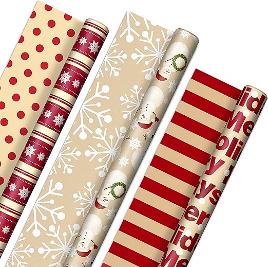 Hallmark Reversible Christmas Wrapping Paper (3 Rolls 120