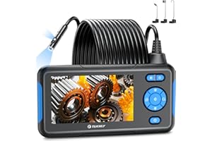T TAKMLY Endoscope Camera with Light, Dual Lens 1080P Industrial Borescope with 8 LED Lights, 4.3'' Inspection Snake Cameras, 16.4FT Semi-Rigid Cable, IP67 Waterproof (Blue)