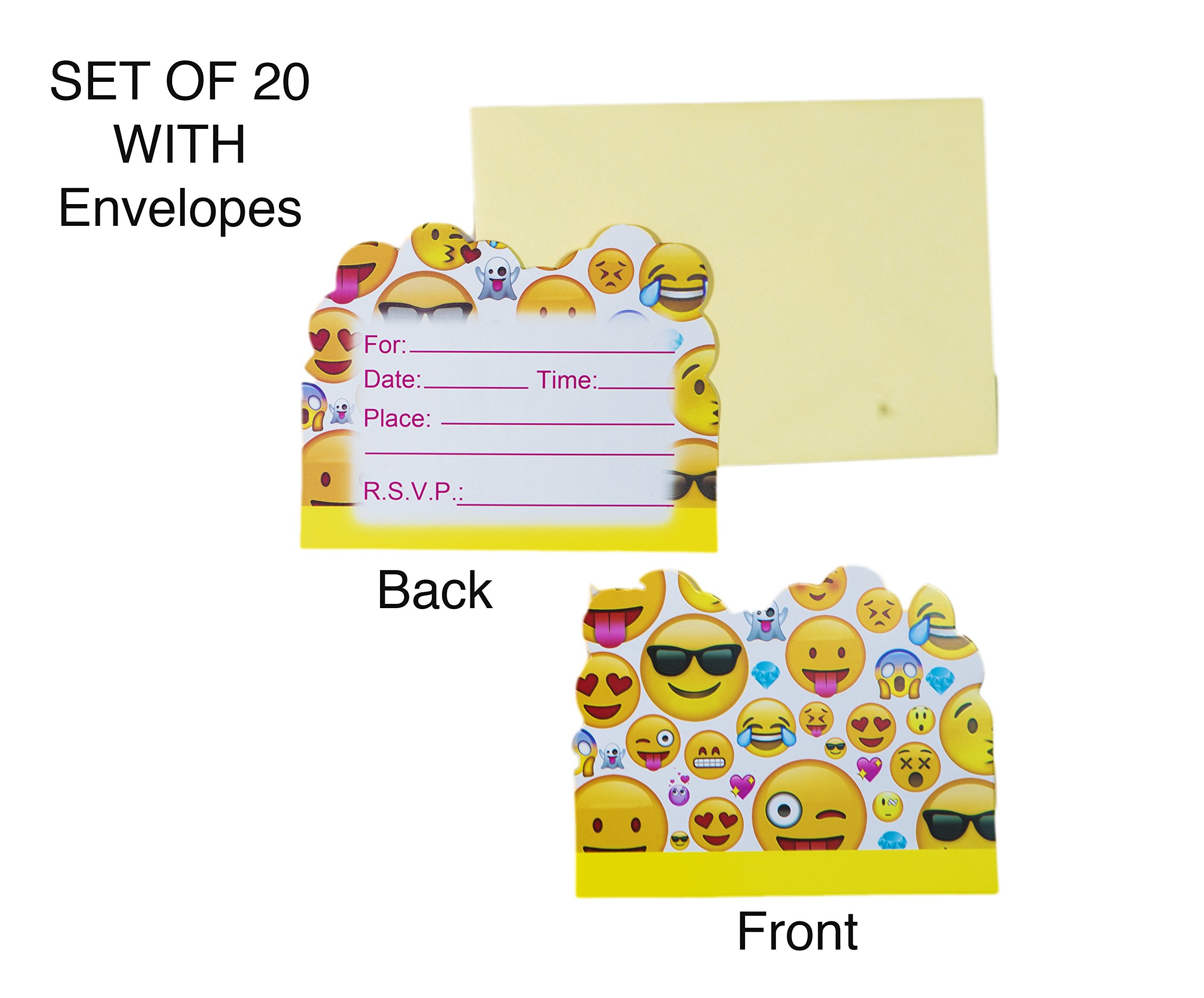 QurlyQurly Party Invitation Card With Envelopes Set of 20 for Boy Girl Kid Happy Birthday Supplies Graduation Celebration Teen Greetings Postcard Bonus 3 Sheet Funny Favor Decoration Sticker