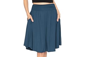 STRETCH IS COMFORT Women's and Plus Size Scoop Hem Flare Mid Length Skirt with Pockets | S-5X