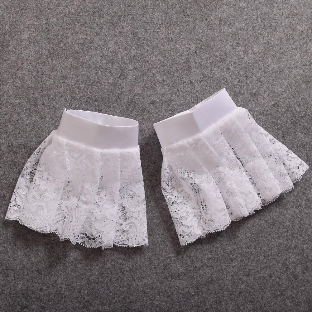 BLESSUME Steampunk Lace Cuffs Set Costume Accessory, Big White Cuffs - Image 4