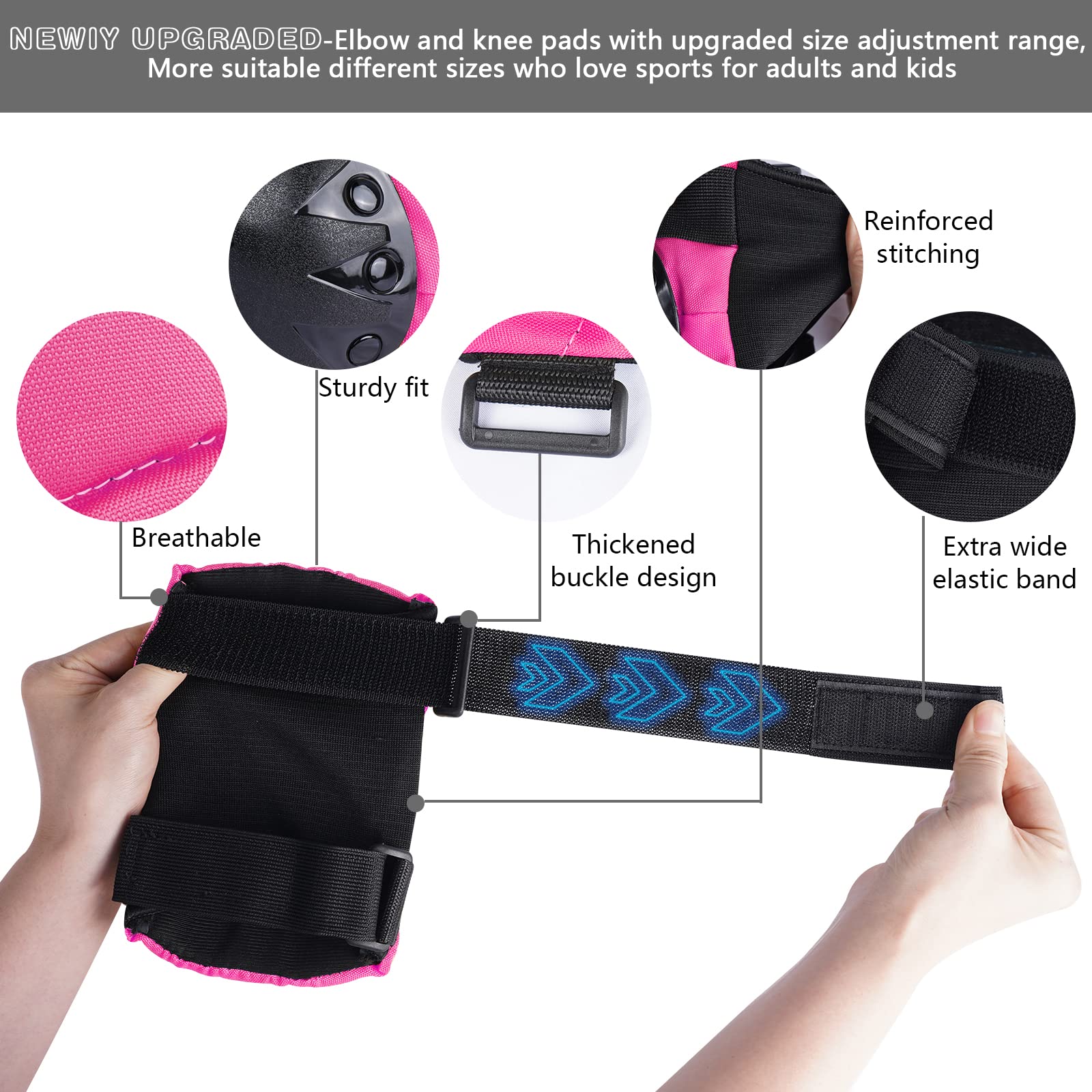 Haomaomao Adult & Kids Knee Pads Elbow Pads Wrist Guards Protective Gear Set for Roller Skates Scooter Inline Skating Cycling BMX Bike Skateboard Riding and Outdoor Extreme Multi-Sports