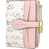Busnos Women's Wallet Small Wallets for Women Cute Flower Ladies Women's Wallets Pink Bifold Wallet Womens With Zipper Coin Pocket Purses Card Holder for Women