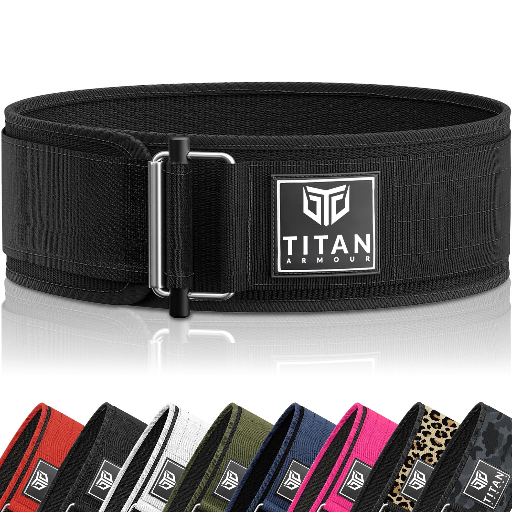 Titan Armour® Premium Self-Locking Weight Lifting Belt | Gym belt: Powerlifting, Deadlift, Olympic Lifts, Squats | Functional Weightlifting Belt | Men & Women | UK Brand (Black, Large) — image 1