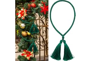 Zhengmy 15 Pcs 24 Inch Christmas Garland Ties with Tassels Decorative Twist Tie for Banister Reusable Flexible Twist Tie for Garland Fireplace Staircase Banister Home Xmas Holiday Decorations (Green)