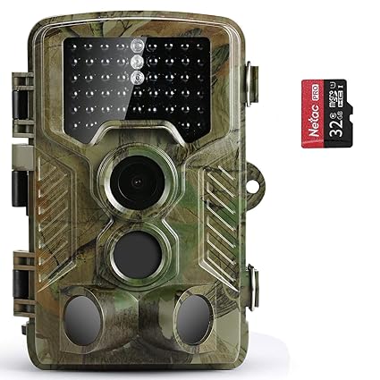 COOLIFE Wildkamera, 16MP 1080P HD mit 125° Weitwinkel, IP56 Wasserdichte, 2.4 Inch LCD Digital Camera with 32G SD Card