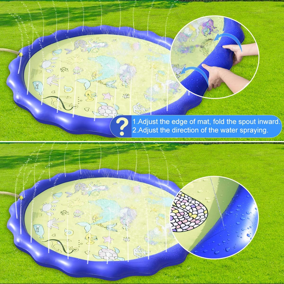 Holiky Sprinkler for Kids, Upgraded 68" Pool Toys for Kids 3-10, Toddlers Water Toys Splash Pad Mat, Toys for 3 4 5 6 7 8 9 10 Year Old Boys and Girls: Toys & Games