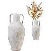UPWOIGH 20.5in Tall Large Vintage Handles Ceramic Floor Vase, Antique White Pottery with Beige Speckles and Distressed Black Markings, Rustic Farmhouse Living Room or Bedroom Decor, Ideal Gift 1 Pack