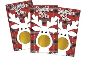 DISTINCTIVS Reindeer Christmas Scratch Off Cards, Christmas Party Game - 28 Cards, Holiday Scratch Off Cards