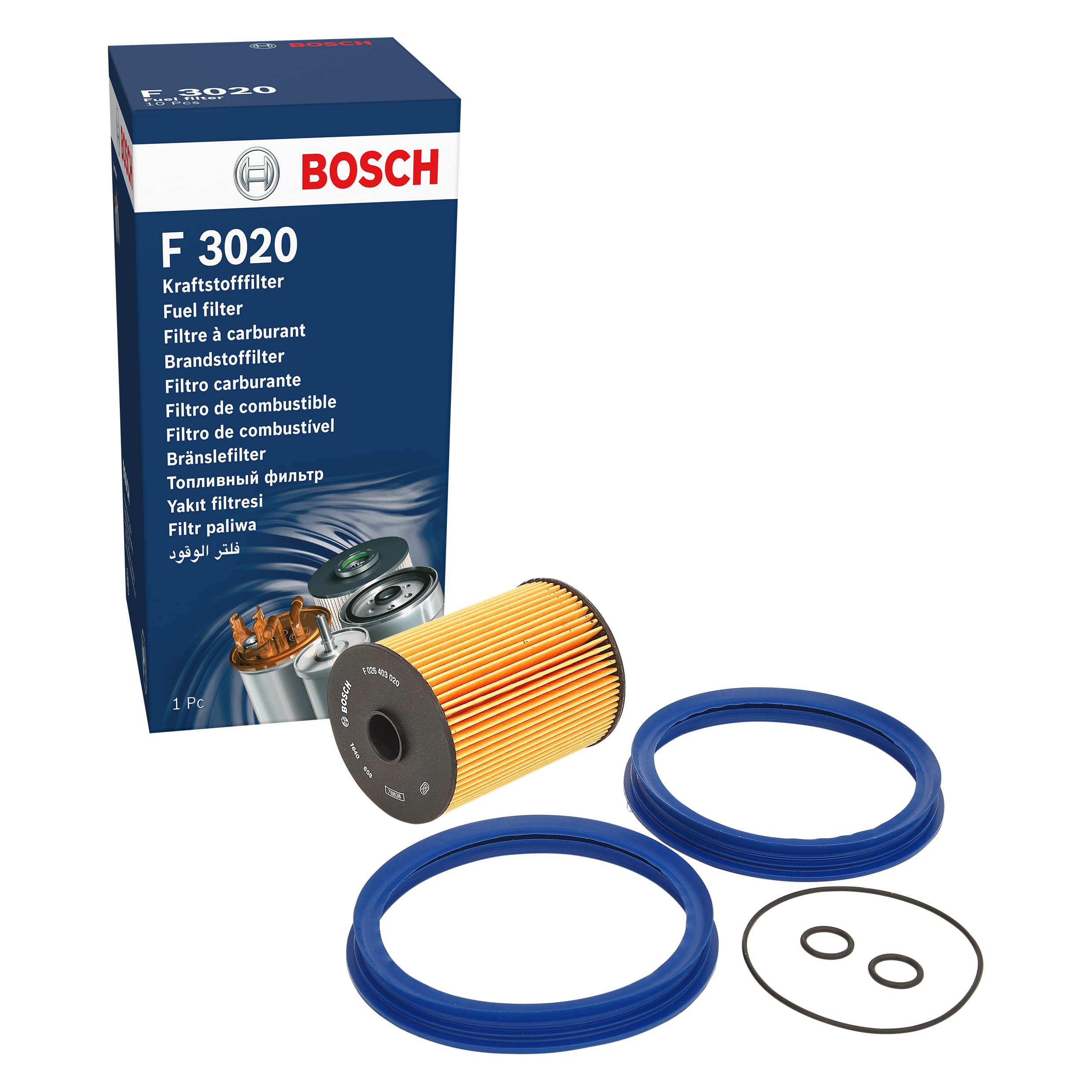 Bosch F3020 Car Gasoline Filter - Separates Particles from Fuel - Protects the Injection System