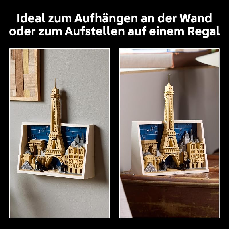 Architecture Paris – Stadt der Liebe 3D Puzzle - Wanddeko als Bastelset zum Bauen - DIY Set Erwachsene mit Pariser Wahrzeichen wie Miniatur Eiffelturm - Geschenk für Männer und Frauen - 21064