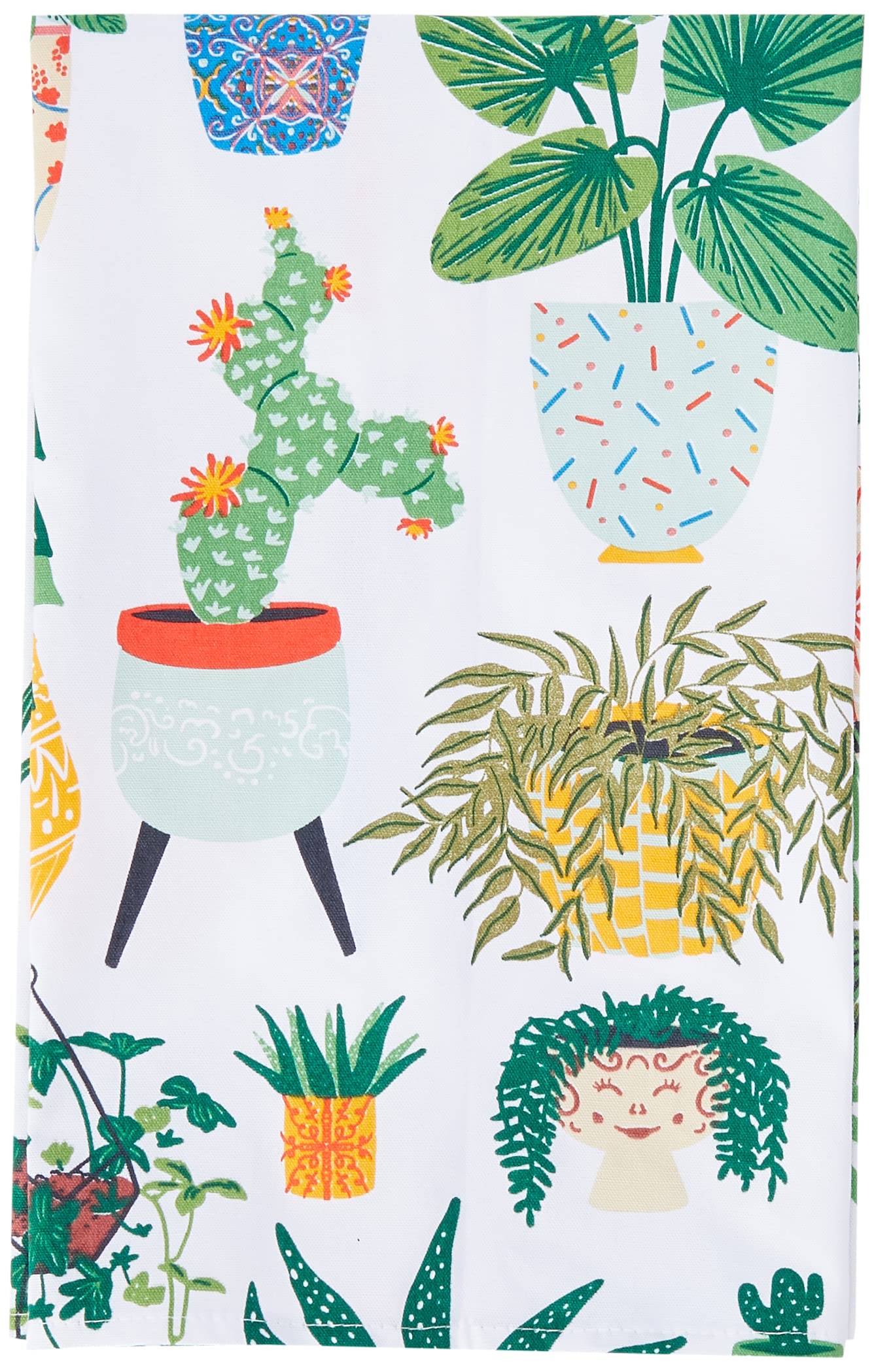 Ulster Weavers Cotton Tea Towel - Pot Plants (100% Cotton, Green)