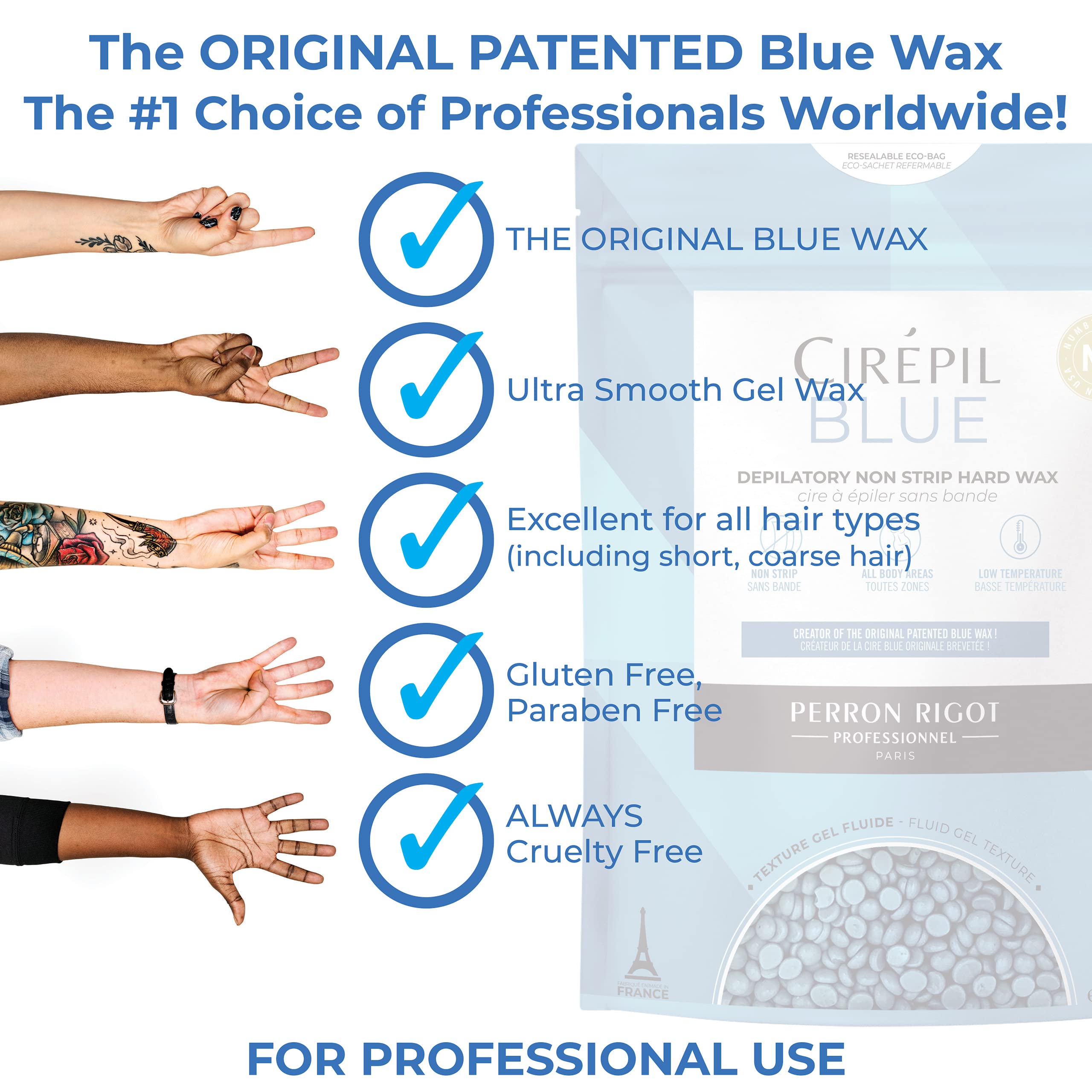 Cirepil Blue - 800g Wax Beads - Unscented for Sensitive Skin - Disposable Blue Wax Refill - Fluid Gel Texture, Easy Removal, Peel-Off - No Strip Needed