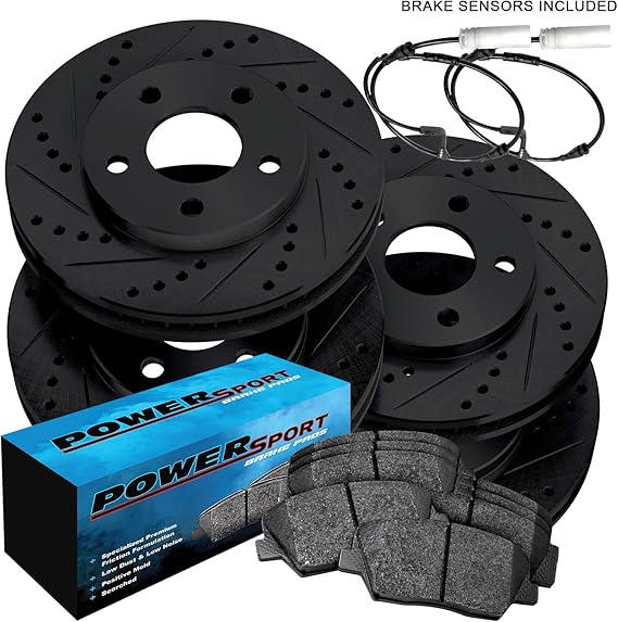 Fit 20002006 BMW X5 Black Full Kit Drill/Slot Brake Rotors