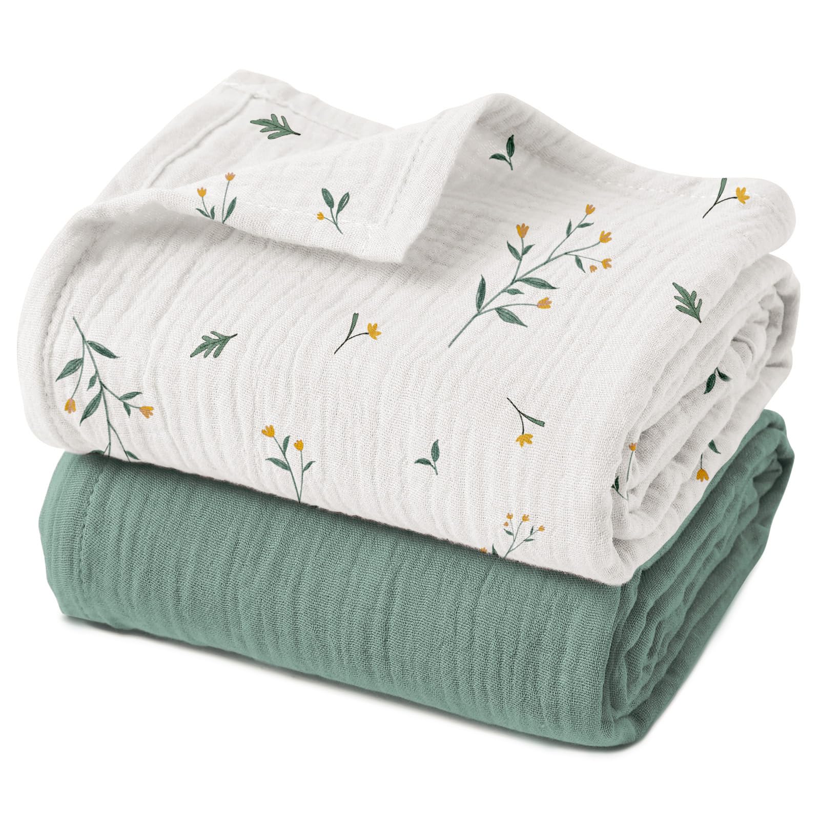 GLLQUEN BABY Baby Blankets for Newborn Soft 2 Pack, Muslin Cotton Baby Boy or Girl Blanket 95x100cm, Swaddle Blanket for Newborn, Shower Gifts for New Moms（Sage）