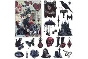 DAPUTOU 550PCS Vintage Scrapbook Stickers Books 24Sheets Vintage Butterfly Garden Flowers Gothic Stickers Kit for Scrapbooking Supplies Aesthetic Junk Journal Journaling Craft Halloween