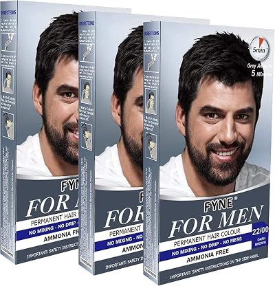 FYNE Dark Brown Permanent Hair Colour Pack of 3 with Applicator Comb