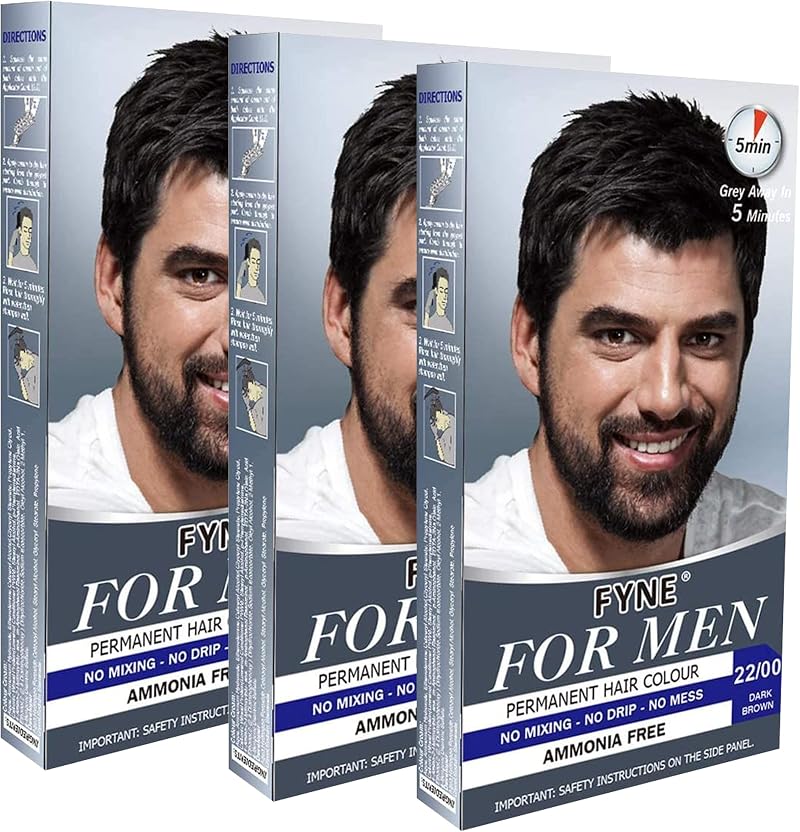FYNE Dark Brown Permanent Hair Colour Pack of 3 with Applicator Comb