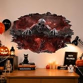 3D Halloween Floor Wall Decals, Large Removable Spooky Illusion Floor Stickers, Halloween Party Decorations for Home, Classroom, Playroom and Wall Decor (3D Skull)