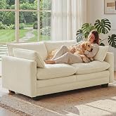 Gizoon Small Cloud Loveseat Couches for Living Room, 2 Seater Couch, Beige | 2 Seater Love Seat Sofa with Comfy Deep Seat, Small Washable Couches with Removable Corduroy Cover for Apartment