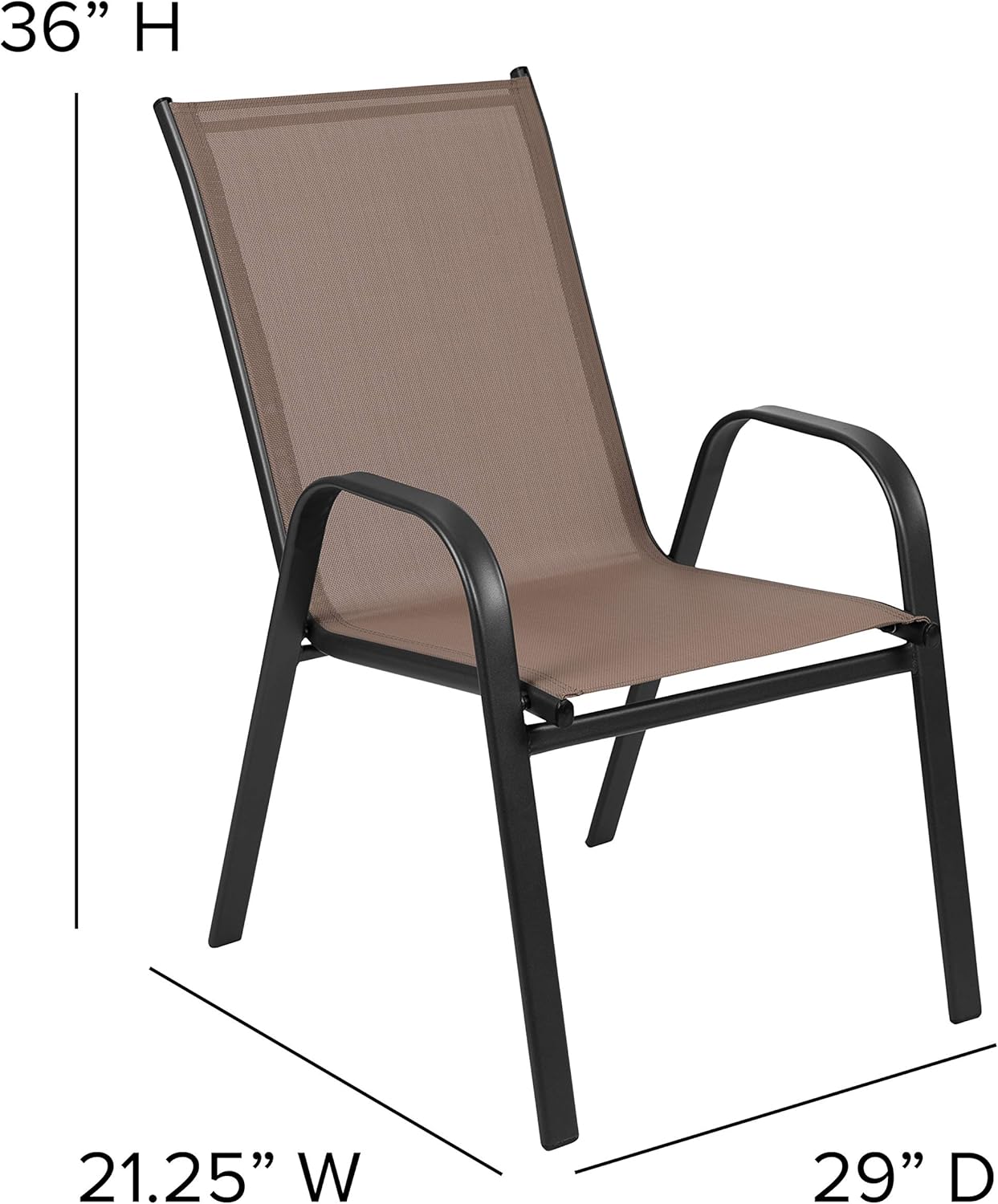 Flash Furniture 5 Pack Brazos Series Brown Outdoor Stack Chair with Flex Comfort Material and Metal Frame : Garden & Outdoor