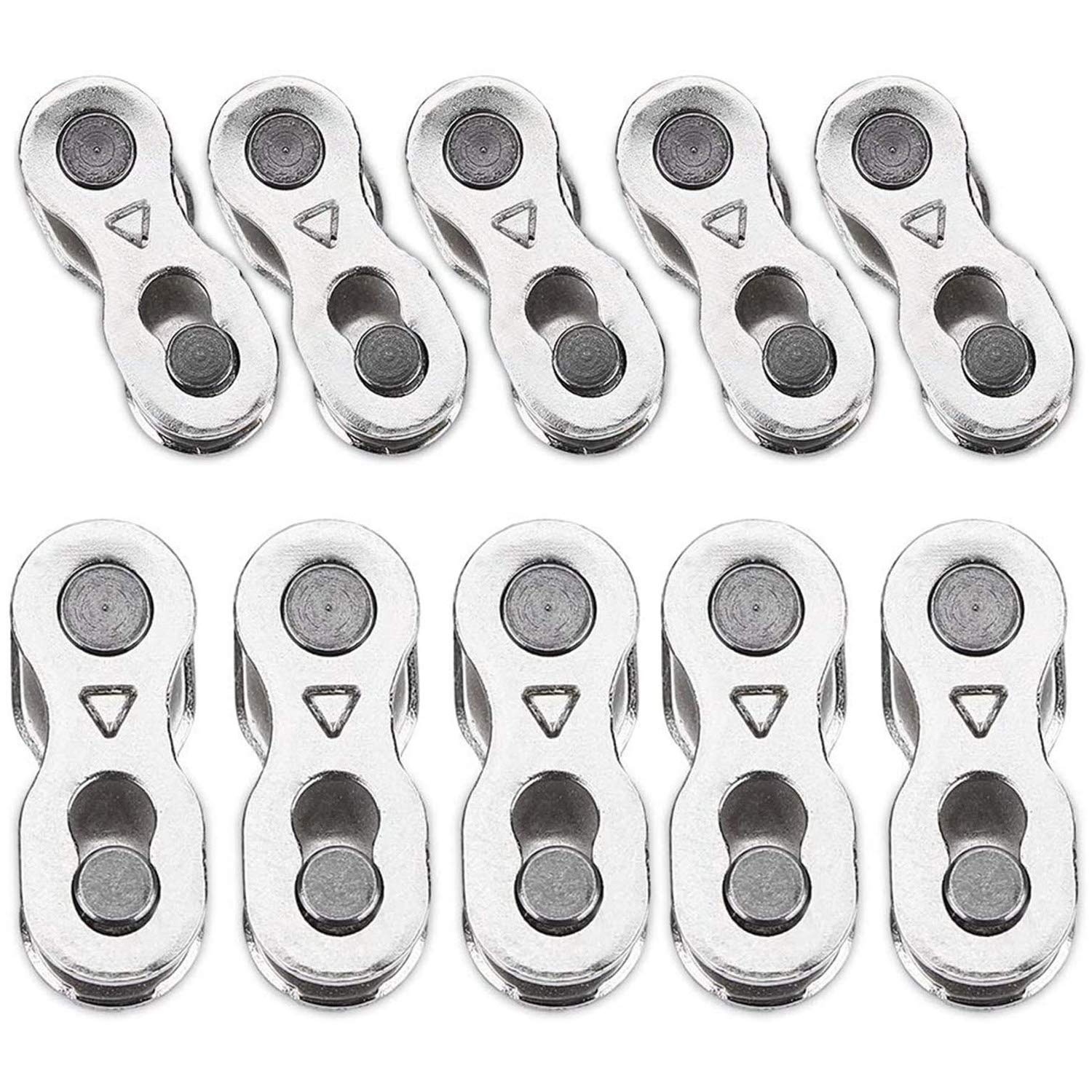 POFET 10 Pairs Bicycle Missing Link for 6/7/8 Speed Chain Reusable Silver Steel Bike Chain Link Speed Bike Quick Release Chain Connectors Link