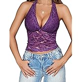 Avidlove Lace Tops for Women Sexy V Neck Halter Top Womens Tank Tops Going Out Concert Y2k Crop Tops S-XXL