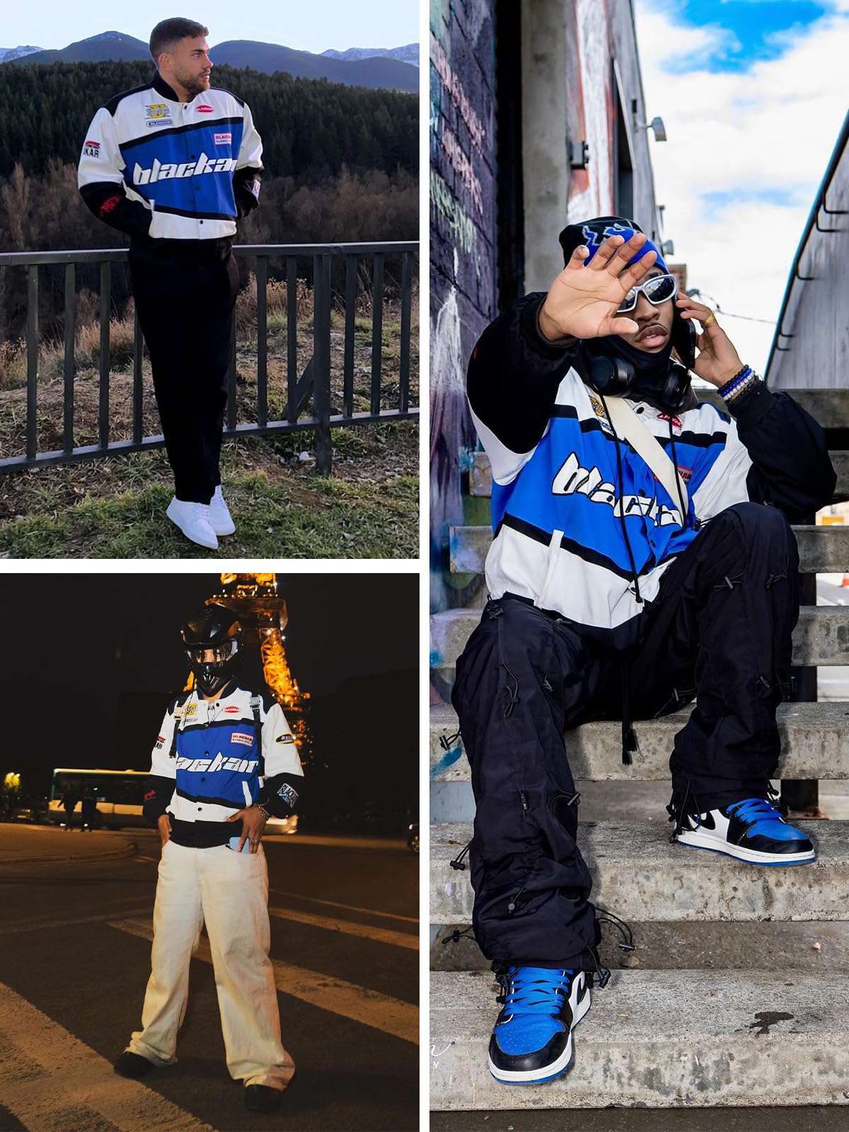 Vamtac Men's Varsity Jacket Vintage Letter Racer Jacket Oversized