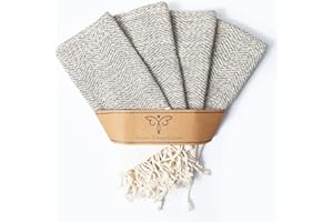 SMYRNA TURKISH COTTON Herringbone Series Kitchen Dish Towels Pack of 4, Machine Washable Wash Cloths, Ultra Soft, Absorbent, 