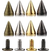 100 Sets 9.5MM Mixed Color Spikes and Studs Metal Bullet Cone Spikes Screw Back Leather Craft Rapid Rivet Screws Punk Studs and Spikes for Clothing Shoes Leather Belts Bag Rivets 3/8 Inch