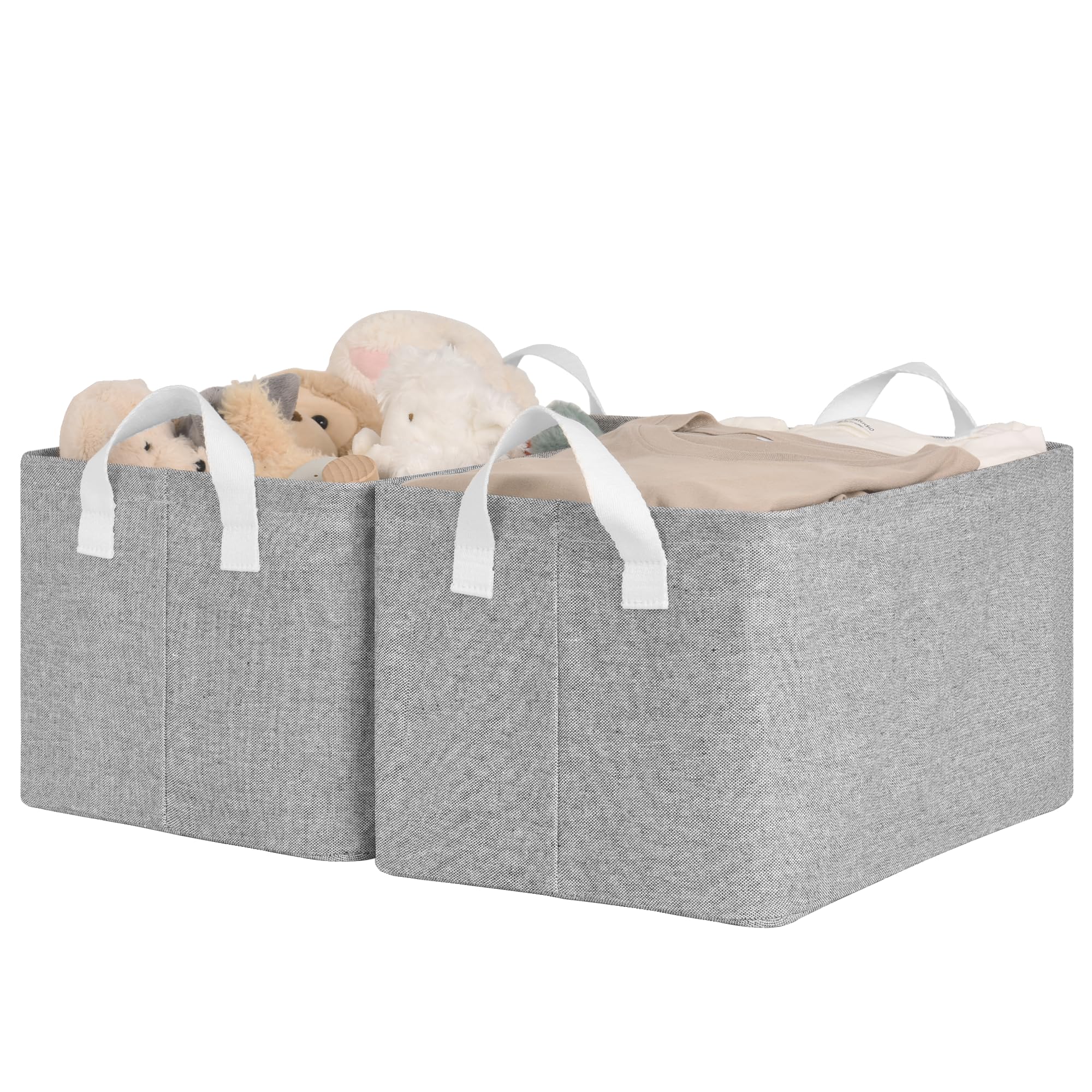 Photo 1 of StorageWorks Storage Bins, Fabric Storage Bins for Shelves, Storage Baskets with Metal Frame, Closet Baskets and Bins with Handles, Gray, 2-Pack