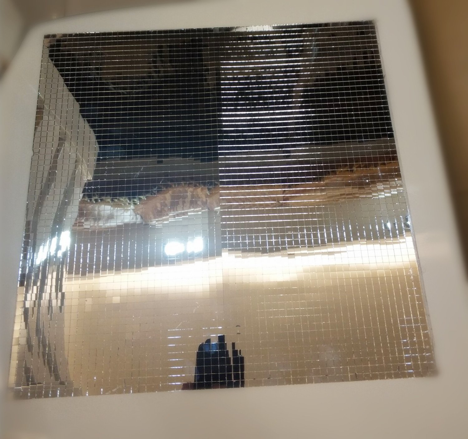 Self-Adhesive Real Glass Mirror Tile Craft,Colored Mini Square Mirrors Mosaic Tiles (Silver Mirror)