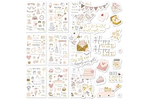 BIROYAL Wedding Stickers for Scrapbook | 9 Sheets Wedding Scrapbook Stickers | 241 Waterproof Sticker | Bridal Shower Engagement Marriage Anniversary for Engagement Planning Embellishments