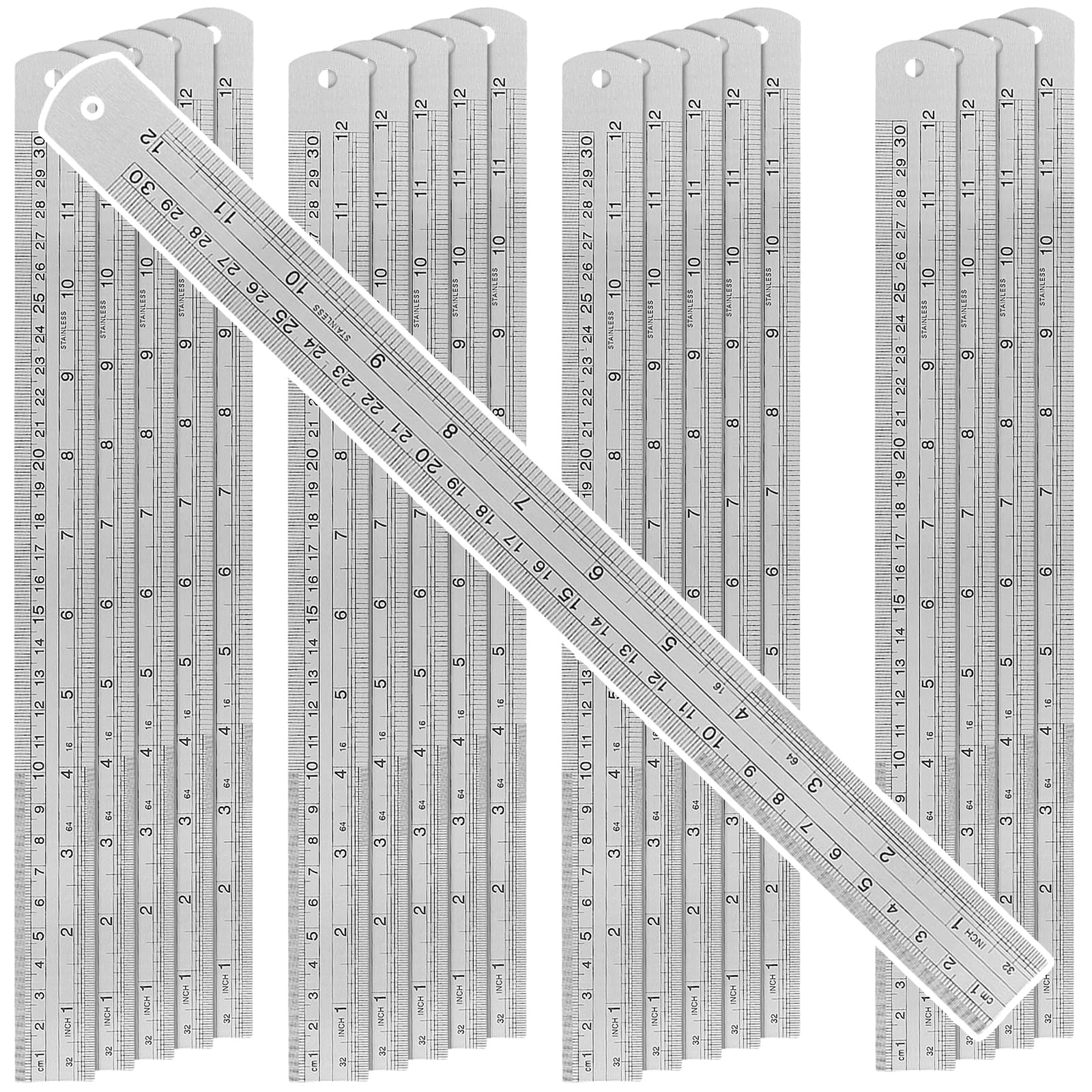 Photo 1 of ZEONHAK 20 Pack 12 Inches Stainless Steel Ruler, Precision Metal Rulers, Straight Edge Ruler for School, Office, Woodworking, Engineering