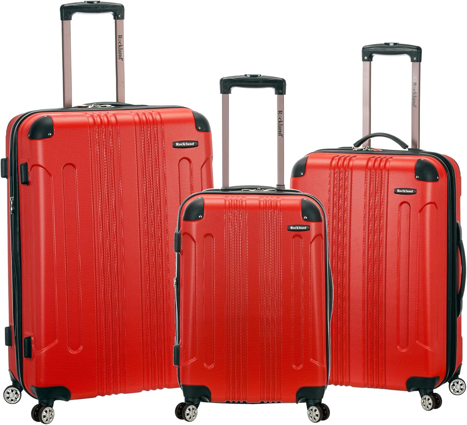 rockland sonic 3pc abs luggage set