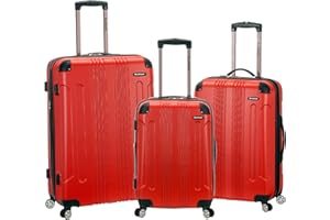 Rockland London Hardside Spinner Wheel Luggage, Red, 3-Piece Set (20/24/28)
